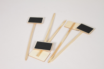 L9-000003 Paquet de 5 �tiquettes en bois et ardoise 7X5cm H27,5cm