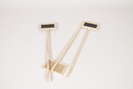 L9-000004 Paquet de 3 &eacute;tiquettes en bois et ardoise 10,2X6,7cm H46cm