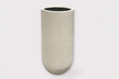 LC-000041 Matt white polystone pot D50cm H100cm