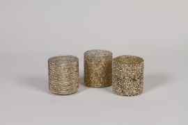 LE-000092 Assorted gold glass tea light holder D7cm H8cm