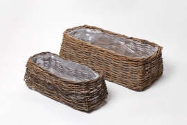 LE-000185 Set of 2 brown wicker planters
