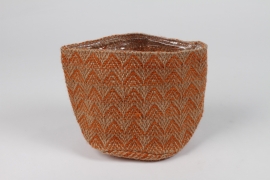 M5-000030 Cache-pot en jute orange D15cm H17cm