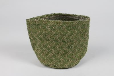 M5-000039 Cache-pot en jute vert D15cm H17cm