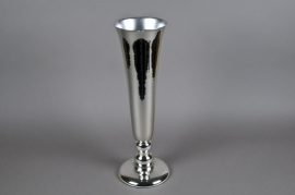 Metal tapered vase silver D17cm H50cm