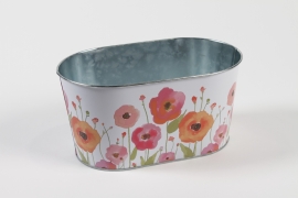 MH-000001 Poppy White Zinc Planter 22.5x13.7cm H11.3cm