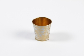 MH-000006 Zinc pot white gold D6.5cm H6cm