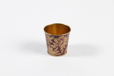 MH-000007 Cache-pot en zinc bordeaux or D6,5cm H6cm