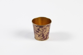 MH-000007 Cache-pot en zinc bordeaux or D6,5cm H6cm