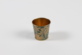 MH-000008 Cache-pot en zinc vert or D6,5cm H6cm