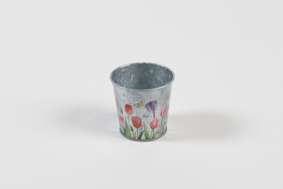 MH-000010 Cache-pot en zinc tulipe D6,5cm H6cm