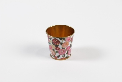 MH-000011 White zinc plant pot with roses D6.5cm H6cm