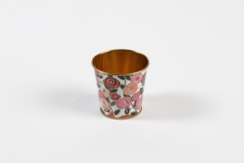 MH-000011 White zinc plant pot with roses D6.5cm H6cm