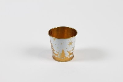 MH-000012 Christmas White White Zinc Plant Pot D6,5cm H6cm