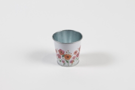 MH-000015 Cache-pot en zinc blanc pavot D6,5cm H6cm