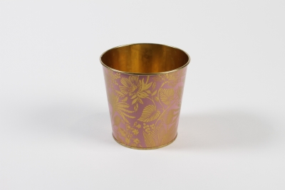 MH-000019 Plant pot in pink zinc gold D9,8cm H8,5cm