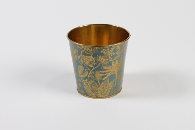 MH-000028 Zinc plant pot green gold D11,4cm H10,6cm