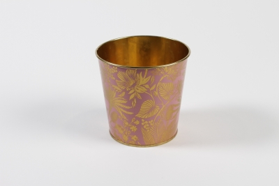 MH-000029 Planter in pink zinc gold D11,4cm H10,6cm