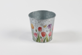 MH-000030 Tulip zinc plant pot D11,4cm H10,6cm