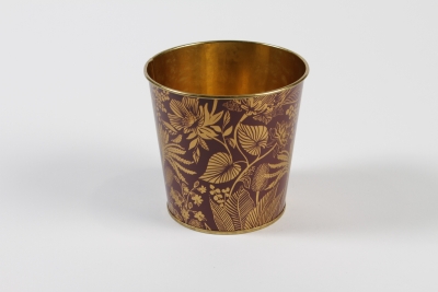 MH-000037 Burgundy gold zinc plant pot D13,5cm H12cm