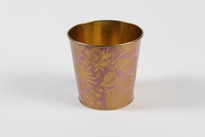 MH-000039 Plant pot in pink zinc gold D13,5cm H12cm