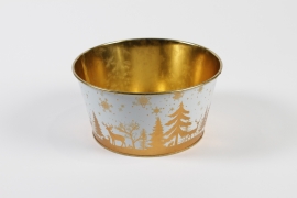MH-000048 Coupe en zinc blanc or Noël D19,5 cm H10cm