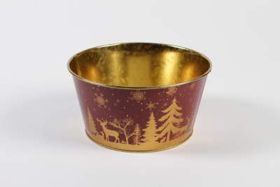 MH-000049 Burgundy Zinc Cup Christmas Gold D19.5 cm H10 cm