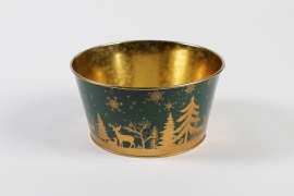 MH-000050 Coupe en zinc vert or Noël D19,5 cm H10 cm