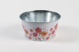 MH-000051 Coupe en zinc blanc pavot D19,5 cm H10 cm