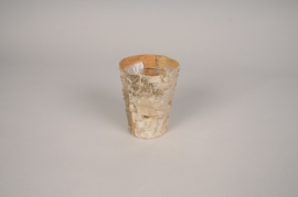 MU00MZ Wooden bark planter D10cm H12cm