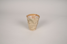 MU01MZ Wooden bark planter D8cm H10.5cm