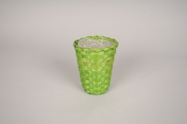 MU07MZ Cache-pot en osier vert D11.5cm H14cm