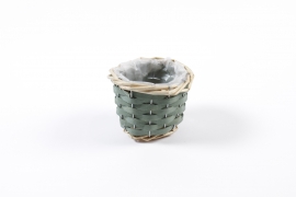 MZ-000120 Green wicker planter D11cm H8cm