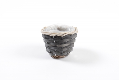 MZ-000121 Cache-pot en osier gris fonc� D11cm H8cm