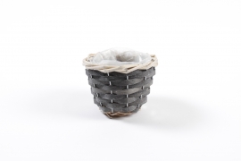 MZ-000121 Dark grey wicker planter D11cm H8cm