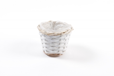 MZ-000122 Cache-pot en osier blanc D13cm H9cm
