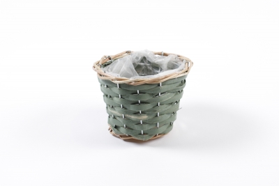 MZ-000123 Cache-pot en osier vert D13cm H9cm