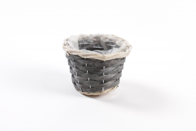 MZ-000124 Cache-pot en osier gris fonc� D13cm H9cm