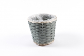 MZ-000126 Green wicker planter D15cm H13cm