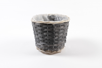 MZ-000127 Dark grey wicker planter D15cm H13cm