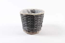 MZ-000127 Dark grey wicker planter D15cm H13cm