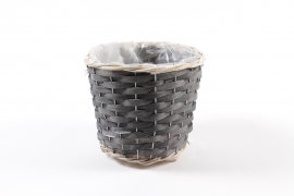 MZ-000130 Dark grey wicker planter D18cm H15cm