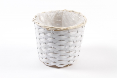 MZ-000131 Cache-pot en osier blanc D20cm H17cm