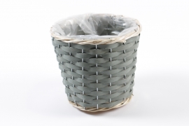 MZ-000132 Green wicker planter D20cm H17cm
