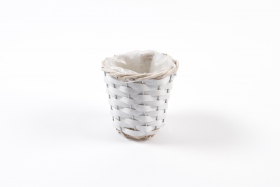 MZ-000134 Cache-pot en osier blanc D10cm H10cm