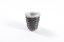 MZ-000136 Cache-pot en osier gris foncé D10cm H10cm