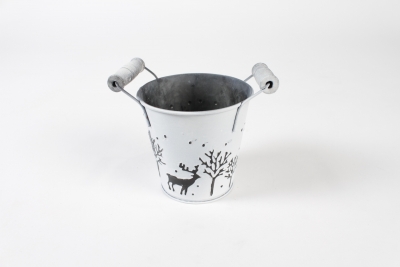 NH-000183 White zinc christmas planter D13cm H11.5cm