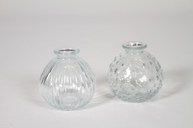 NH-000199 Vase en verre transparent assorti D8,5cm H8,5cm