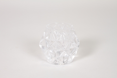 NH-000203 Photophore en verre quadrill� transparent D7,5cm H7cm