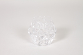NH-000203 Photophore en verre quadrill&eacute; transparent D7,5cm H7cm