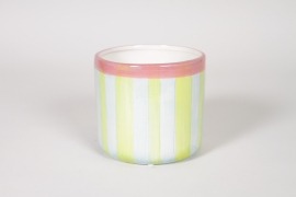 NH-000214 Green and light blue ceramic plant pot D13,5cm H12,5cm